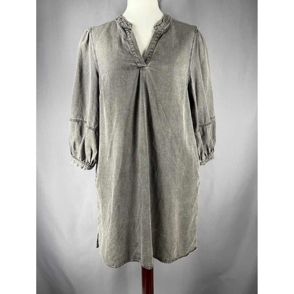 Entro Women's Gray Chambray Tunic‎ Dress Size M Western Chic Prairie Country - Picture 7 of 15